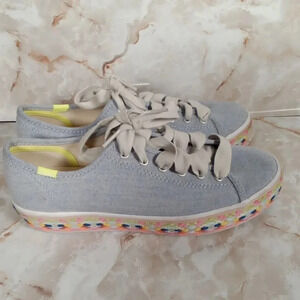 Keds women's triple kick jute fox blue sneakers size 7